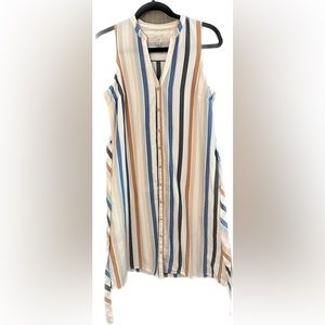 A New Day Striped Sleeveless Tie Waist Dress